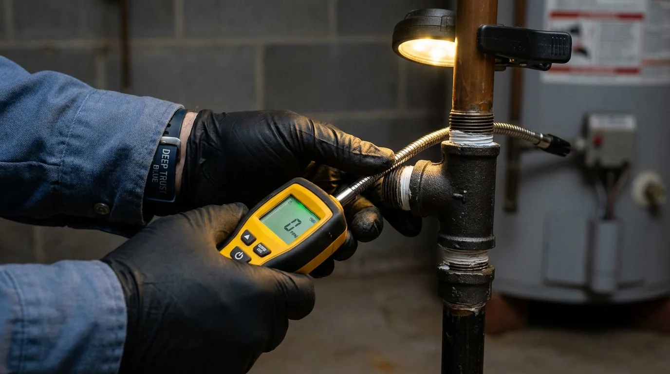 Gas leak detection with electronic sniffer by Johns Plumbing LLC in Marceline