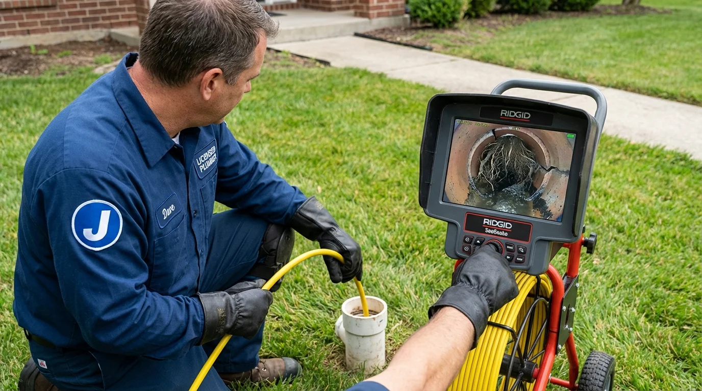 Sewer camera inspection being performed by Johns Plumbing LLC in Marceline